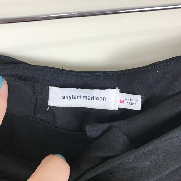 Black High Waisted Palazzo Wide Leg Pants Satin MD - Picture 5 of 8